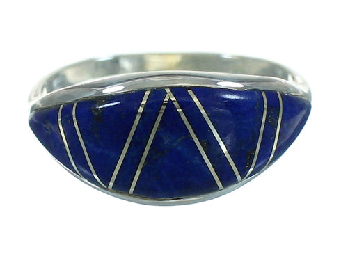 Southwestern Lapis Inlay Silver Ring Size 5-1/4 AX74012